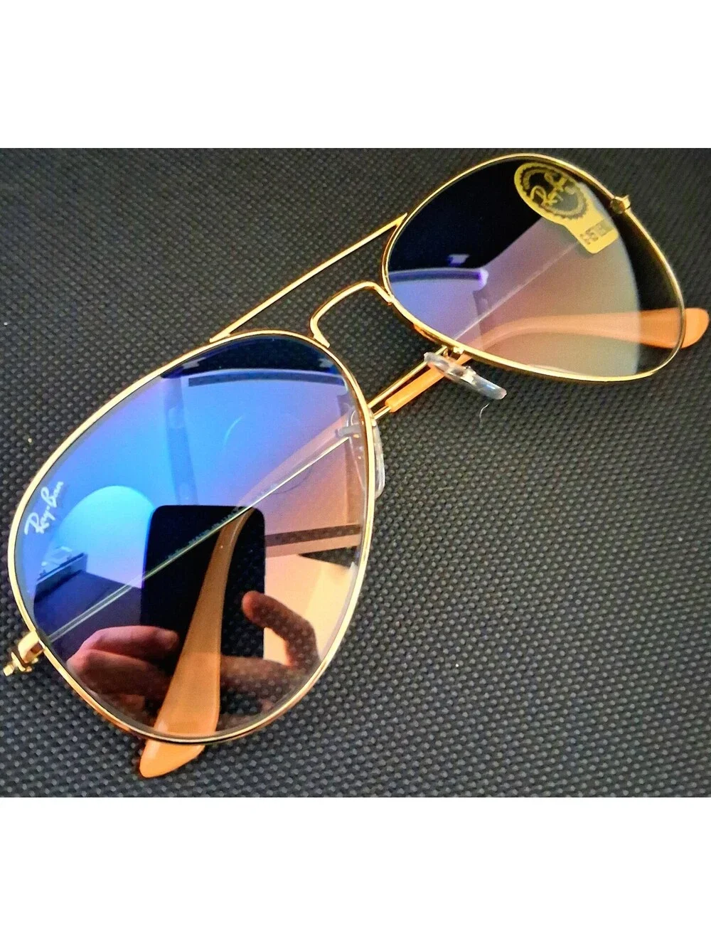 NEW Ray Ban RB3025 58mm Aviator Blue Gradient Lens Gold Frame Sunglasses